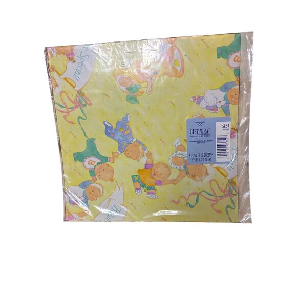 Vintage Baby Wrapping Paper Lot Hallmark Ambassador 1990s Sealed & Loose Sheets - Picture 5 of 8